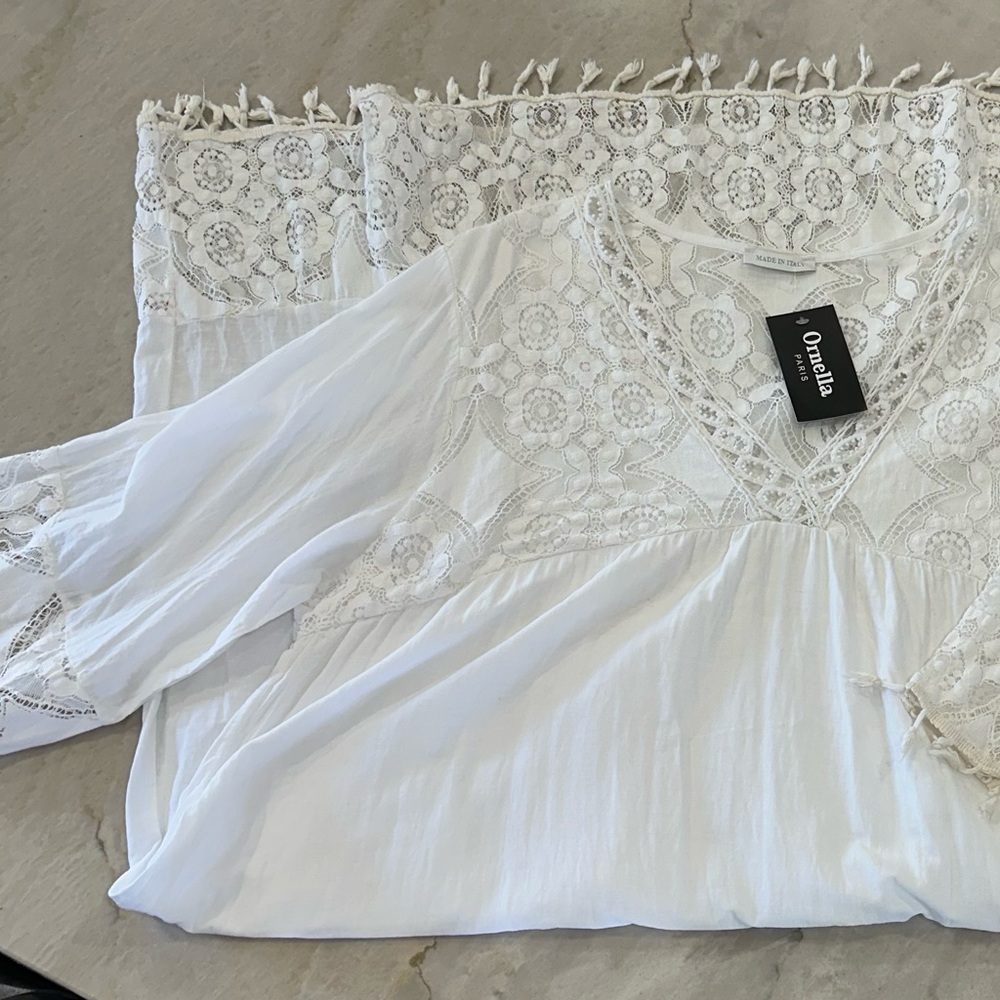 NWT Ornella Paris White Crochet Lace Boho Dress - Picture 4 of 9